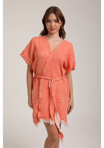 Kadın Kuşaklı Müslin Pareo Kimono P 80