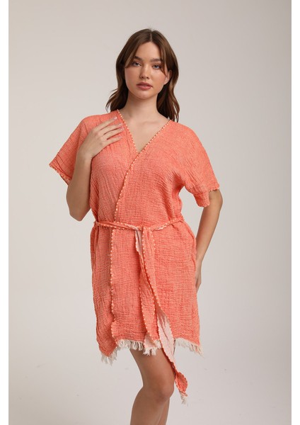 Kadın Kuşaklı Müslin Pareo Kimono P 80