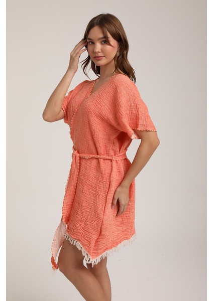Kadın Kuşaklı Müslin Pareo Kimono P 80