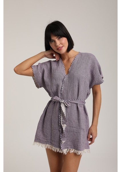 Kadın Kuşaklı Müslin Pareo Kimono P 80 fırsatları