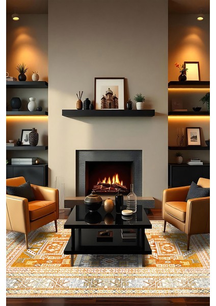 Şönil Halı, Makinada Yıkanabilir, Kaymaz Dokuma Taban, Modern & Dekoratif Tasarım FR837