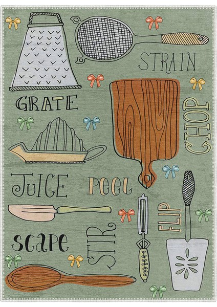 Mutfak Halısı, Yıkanabilir Şönil, Kaymaz Dokuma Taban, Leke Tutmaz, Ince Modern Tasarım FR235