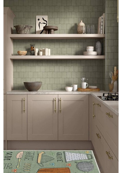 Mutfak Halısı, Yıkanabilir Şönil, Kaymaz Dokuma Taban, Leke Tutmaz, Ince Modern Tasarım FR235 modelleri