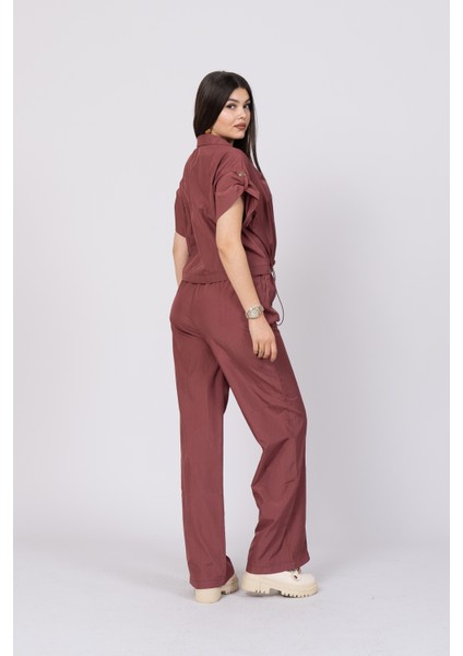 Düşük Omuz Kısa Kol Üst ve Beli Lastikli Bol Paça Pantolon 1207 indirimleri