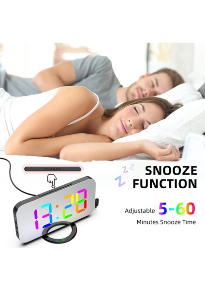 Digital Alarm Saat Dinamik Rgb Işık Uyku Işlevi (Yurt Dışından)