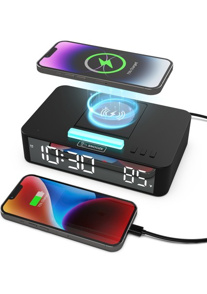 Dijital Alarm Saatli Bluetooth Hoparlörlü Ayna LED Ekranlı Saat (Yurt Dışından)