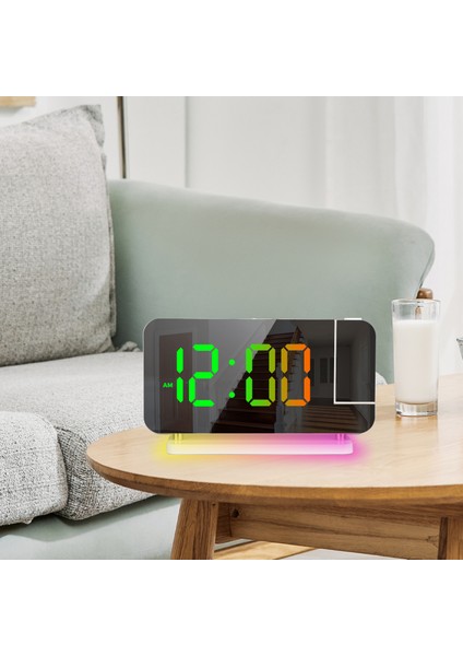 Rgb Renkli LED Prksiyonlu Uyarmalı Saat ve Ortam Işığı (Yurt Dışından)