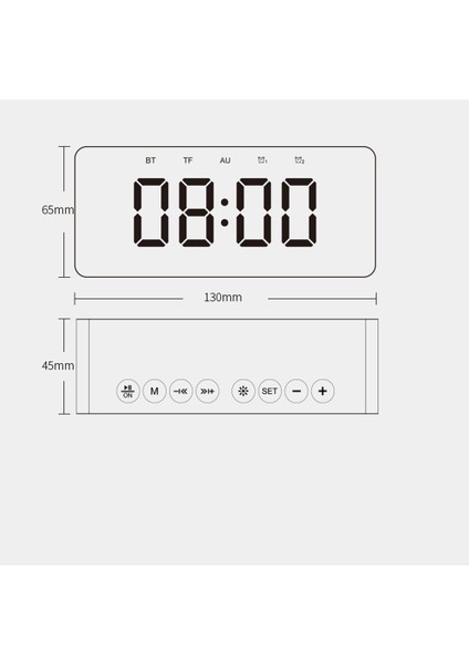 Kablosuz LED Ekranlı Mini Ayna Çift Alarm Saatli Bluetooth Hoparlör Siyah (Yurt Dışından)