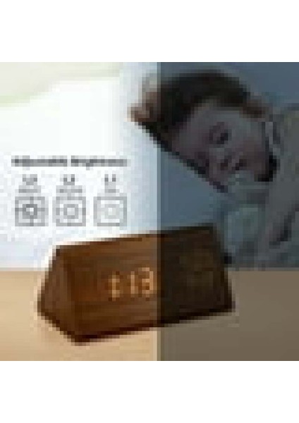 Ahşap LED Sayısal Alarm Saat Ses Kontrolü Ayarlanabilir Parlaklık (Yurt Dışından)
