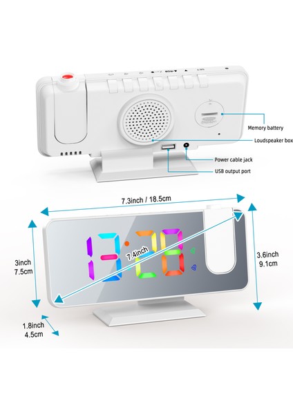 Dijital Prksiyon Alarm Saat Rgb Işık Ayarlı Çift Alarm Ayarı (Yurt Dışından)