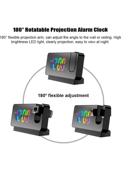 180° Dönebilen Prksiyonlu Renkli LED Ekranlı Alarm Saat (Yurt Dışından)