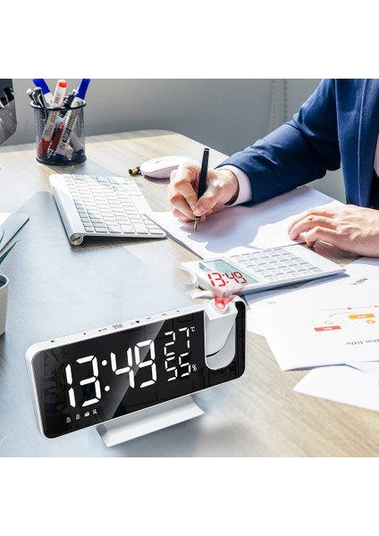 Dijital Prksiyon Alarm Saat 4'lü 180 Derece Pryektör Sıcaklık Monitörü (Yurt Dışından)