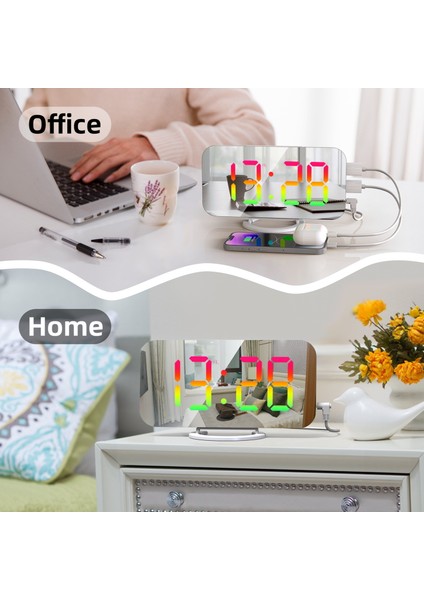 Digital Alarm Saat Dinamik Rgb Işık Uyku Geçiktirme Işlevi (Yurt Dışından)
