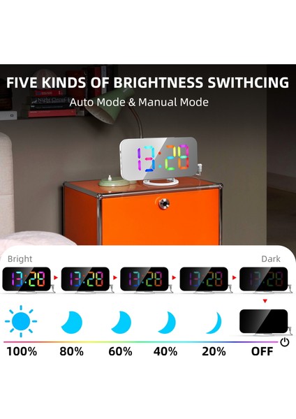 Digital Alarm Saat Dinamik Rgb Işık Uyku Geçiktirme Işlevi (Yurt Dışından)