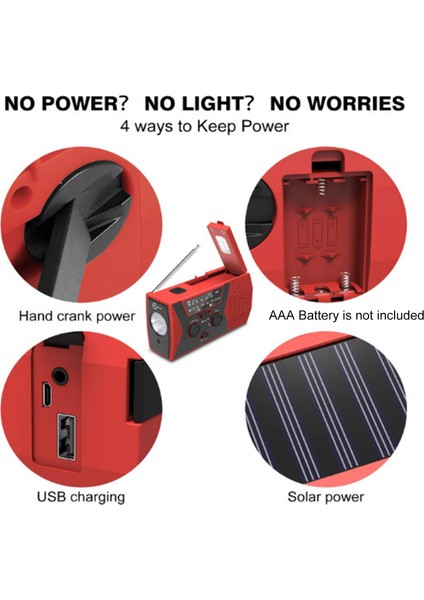 Am/fm Noaa Acil Radyosu Elle Sıfırlanabilir Güneş Enerjili Güç Bankası ile (Yurt Dışından) fırsatları
