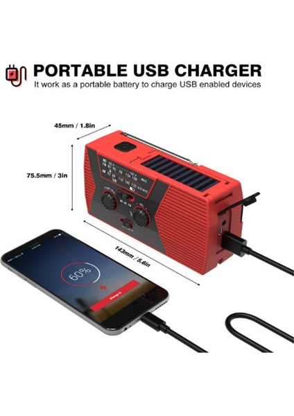 Am/fm Noaa Acil Radyosu Elle Sıfırlanabilir Güneş Enerjili Güç Bankası ile (Yurt Dışından) indirimleri