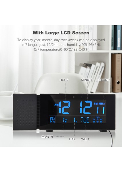 Çok Fonksiyonlu Dijital Alarm Saat 7 Arka Işık Rengi Sıcaklık Gösterimi (Yurt Dışından) modelleri