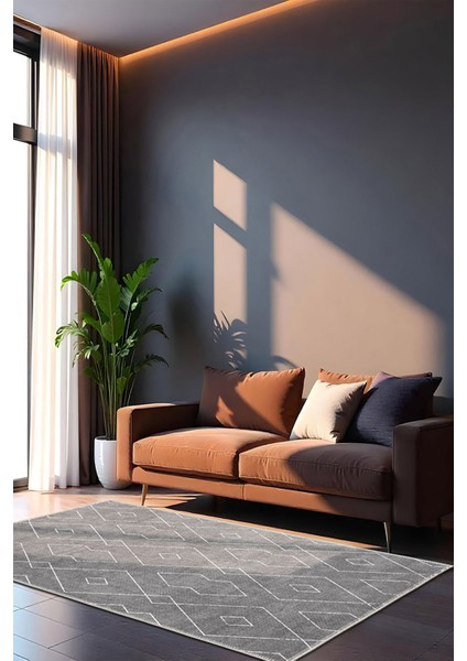 Şönil Halı, Makinada Yıkanabilir, Kaymaz Dokuma Taban, Modern & Dekoratif Tasarım FR758