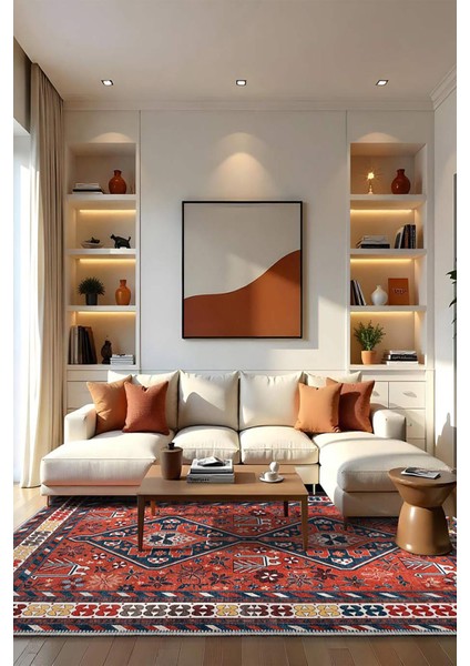 Şönil Halı, Makinada Yıkanabilir, Kaymaz Dokuma Taban, Modern & Dekoratif Tasarım FR1017