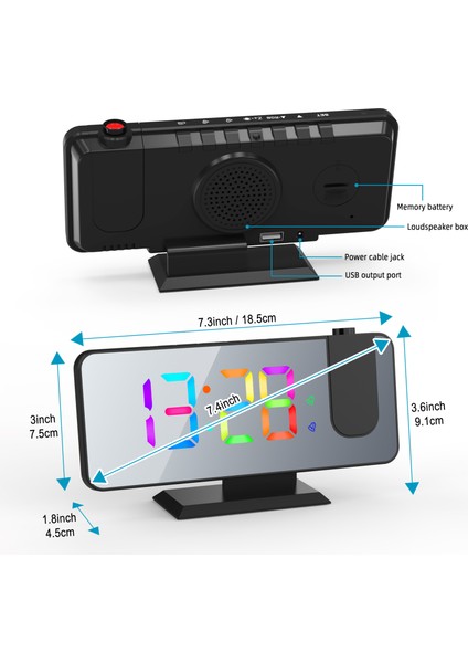 Dijital Prksiyon Alarm Saatleri Dinamik Rgb Işığı Çift Alarm Ayarı (Yurt Dışından)