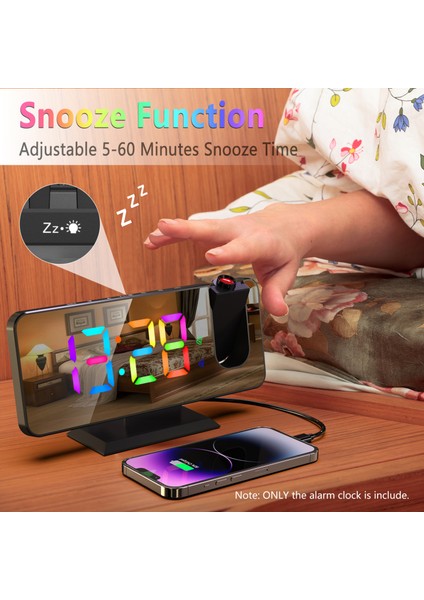 Dijital Prksiyon Alarm Saatleri Dinamik Rgb Işığı Çift Alarm Ayarı (Yurt Dışından)