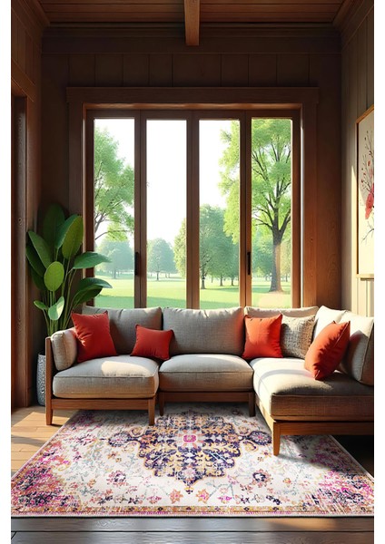 Şönil Halı, Makinada Yıkanabilir, Kaymaz Dokuma Taban, Modern & Dekoratif Tasarım FR518 fiyatları