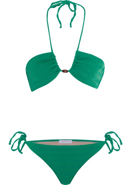 Triko Yeşil Halter Bikini Takım