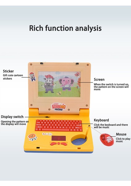 Simülasyon Laptop Karikatür Işık Müzik Öğrenme Makinesi Fare Bilgisayar ile Erken Eğitim (Yurt Dışından) modelleri
