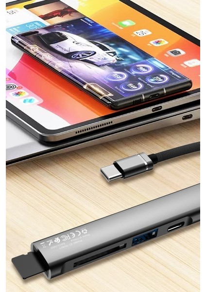 HUB21 5‑in‑1 USB‑C Type‑C Hub Dönüştürücü – USB‑A & SD/TF Kart Okuyucu, OTG Destekli Çoklu Bağlantı Noktası fırsatları
