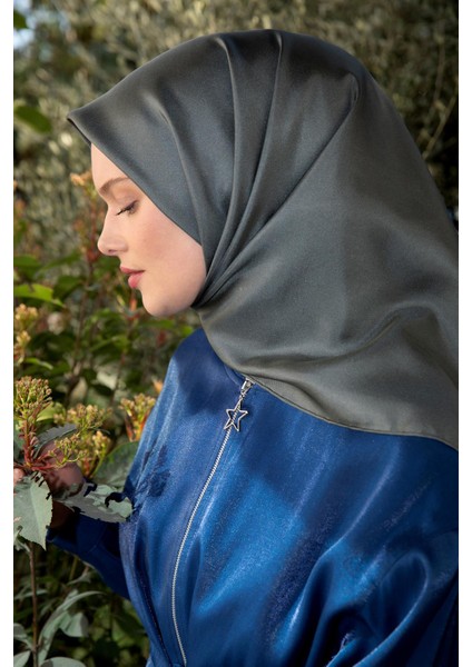 Siyah - Antrasit Çift Taraflı Twill Ipek Eşarp fırsatları