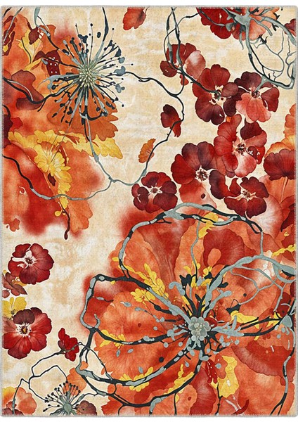 Şönil Halı, Makinada Yıkanabilir, Kaymaz Dokuma Taban, Modern & Dekoratif Tasarım FR1124