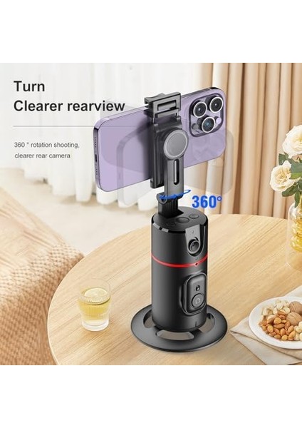 Auto Face Tracking Tripod, Akıllı Cep Telefonu Tutucu, Hareket Izleme, 360° Döndürülebilir, Telefon Klipsli Akıllı Izleme Telefon Tutucu, Vlog, Canlı Yayın, Video Kaydı Için 1/4 Inç Vida