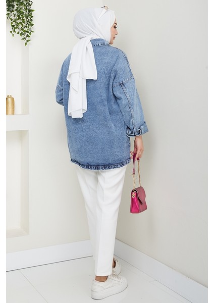 Aysila Oversize Kot Ceket 1463 - Açık Mavi