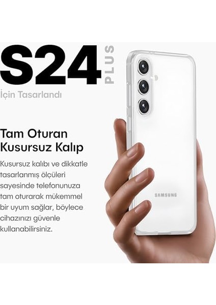 Samsung Galaxy S24 Plus Için Shade Mat Serisi Şok Emici Ultra Güçlü Yumuşak Silikon Kenar Arkası Sert Polikarbonat Darbeye Dayanıklı Mat Kılıf (Şeffaf, Galaxy S24 Plus)