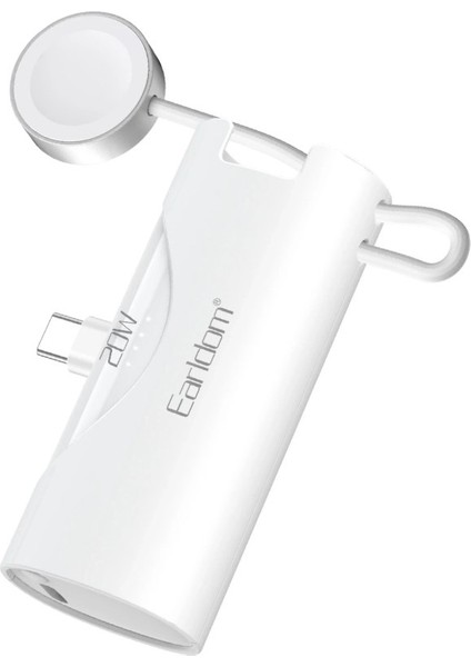 PD46 5.000 Mah 20W Dahili Type-C Çıkışlı 2.5W Saat Şarjlı Pd Hızlı Şarj Mini Powerbank