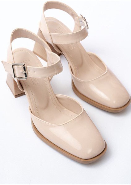 Shoes İNF-40450 Rugan Günlük Arkası Açık Topuklu Ayakkabı
