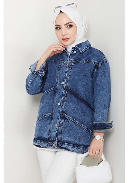 Elsan Oversize Kot Ceket 1437 - Mavi