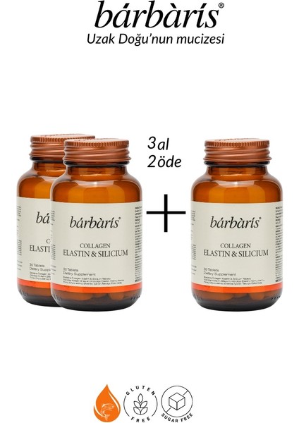 Collagen Elastın & Sılıcıum 30 Tablets-3 Paket