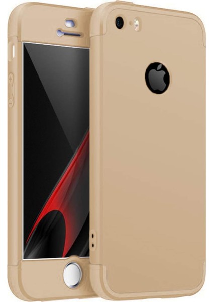 Apple iPhone 5 / 5s Için Kılıf Double Dip 360 Protective Gold [Apple iPhone 5 / 5s ile Uyumlu Kılıf - Gold]