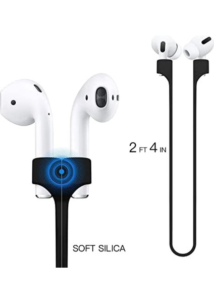 Boyun Askı Ipi Tutucu Silikon Ip Basic Siyah Apple Airpods 1 2 Airpods 3 Airpods Pro ile Uyumlu Ürün