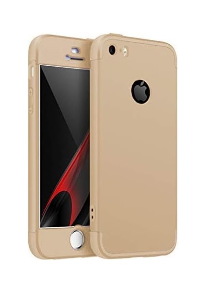 Apple iPhone 5 / 5s Için Kılıf Double Dip 360 Protective Gold [Apple iPhone 5 / 5s ile Uyumlu Kılıf - Gold]