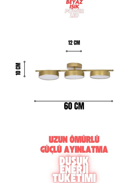 Tual Modern Salon Yatak Odası Giyinme Odası Mutfak Beyaz Işık Ledli Eskitme Renk 3 Lü LED Avize