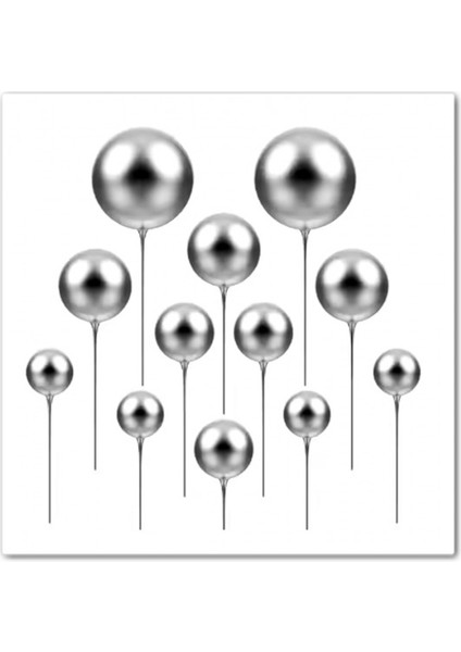 Pasta Üstü Dekorasyon Topları Gümüş 20 Adet modelleri