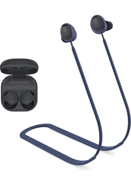 Samsung Galaxy Buds2 ile Uyumlu/galaxy Buds2 Pro ile Uyumlu Yumuşak Güçlü Silikon Özel Kaymaz Tasarım Spor Kaybolmaya Karşı Kulaklık Aksesuarları Boyun Ipi Lacivert
