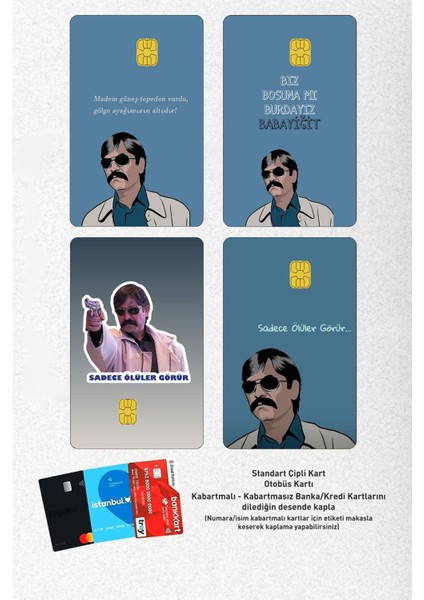 Kurtlar Vadisi Pala Koleksiyonu 4'lü Kart Kaplama Sticker Set