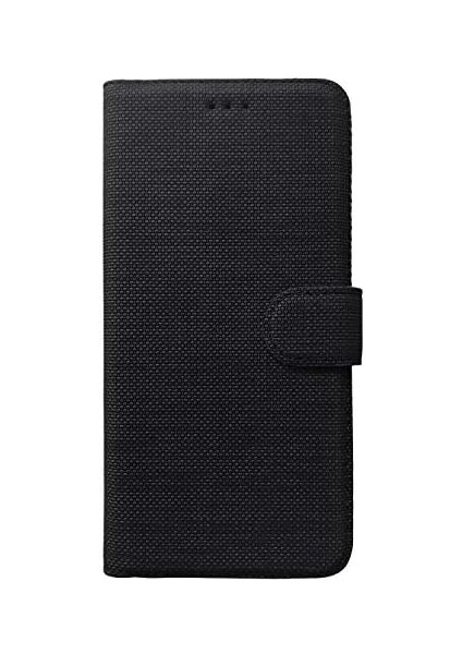 Apple iPhone x Için Kılıf Fabric Book Wallet Siyah [Apple iPhone x ile Uyumlu Kılıf - Siyah]