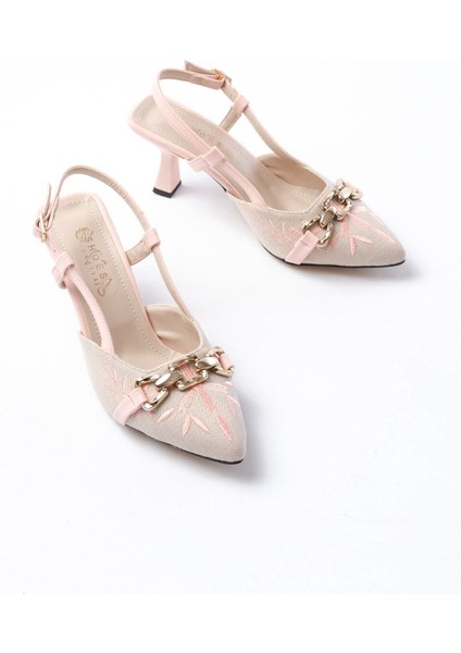 Shoes K-250 Keten Günlük Arkası Açık Tokalı Topuklu Kadın Ayakkabı fiyatları