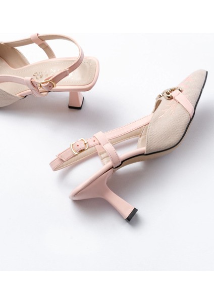 Shoes K-250 Keten Günlük Arkası Açık Tokalı Topuklu Kadın Ayakkabı fırsatları