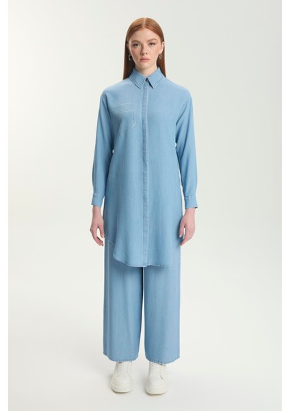 Taş Işleme Detaylı Denim Tunik