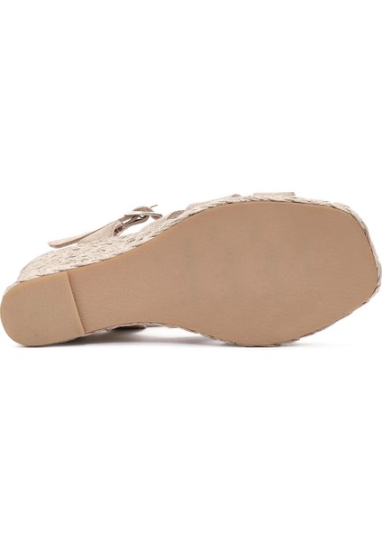 Kadın Krem Bilekten Bağlamalı Dolgu Topuklu Süet Deri Espadril 25SFD153310 fırsatları